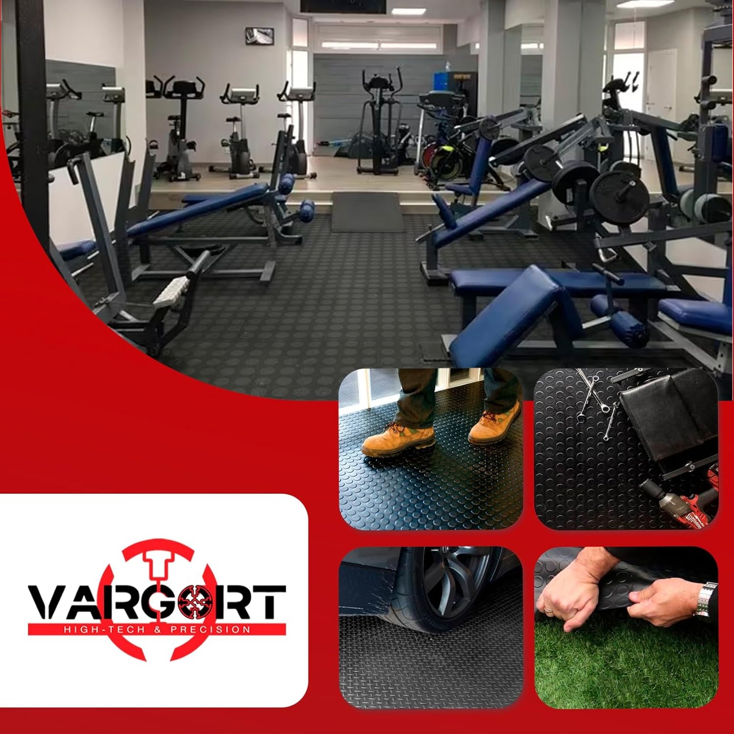 Suelo de caucho | Alfombra goma | Diseño Estrías suelo goma antideslizante.