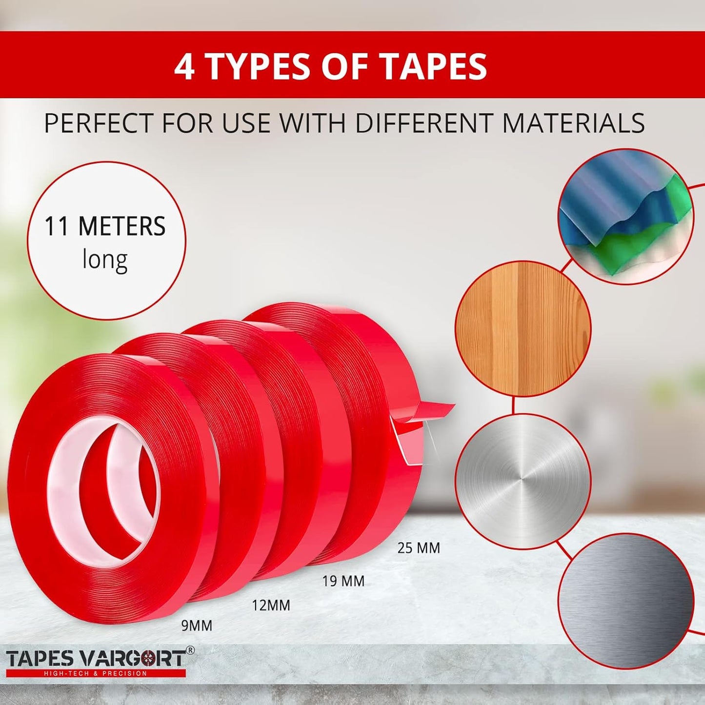 Cinta doble cara Extrafuerte | No mas clavos extrafuerte pared, adhesivos paredes decoración y pegamento doble cara | Fijación en madera, plástico, metal y aluminio