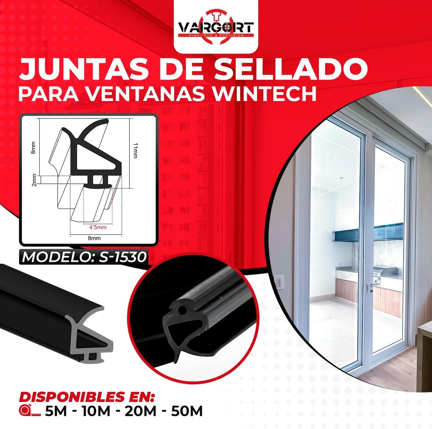 Junta goma aislante | Goma para ventanas | Burlete para Ventanas