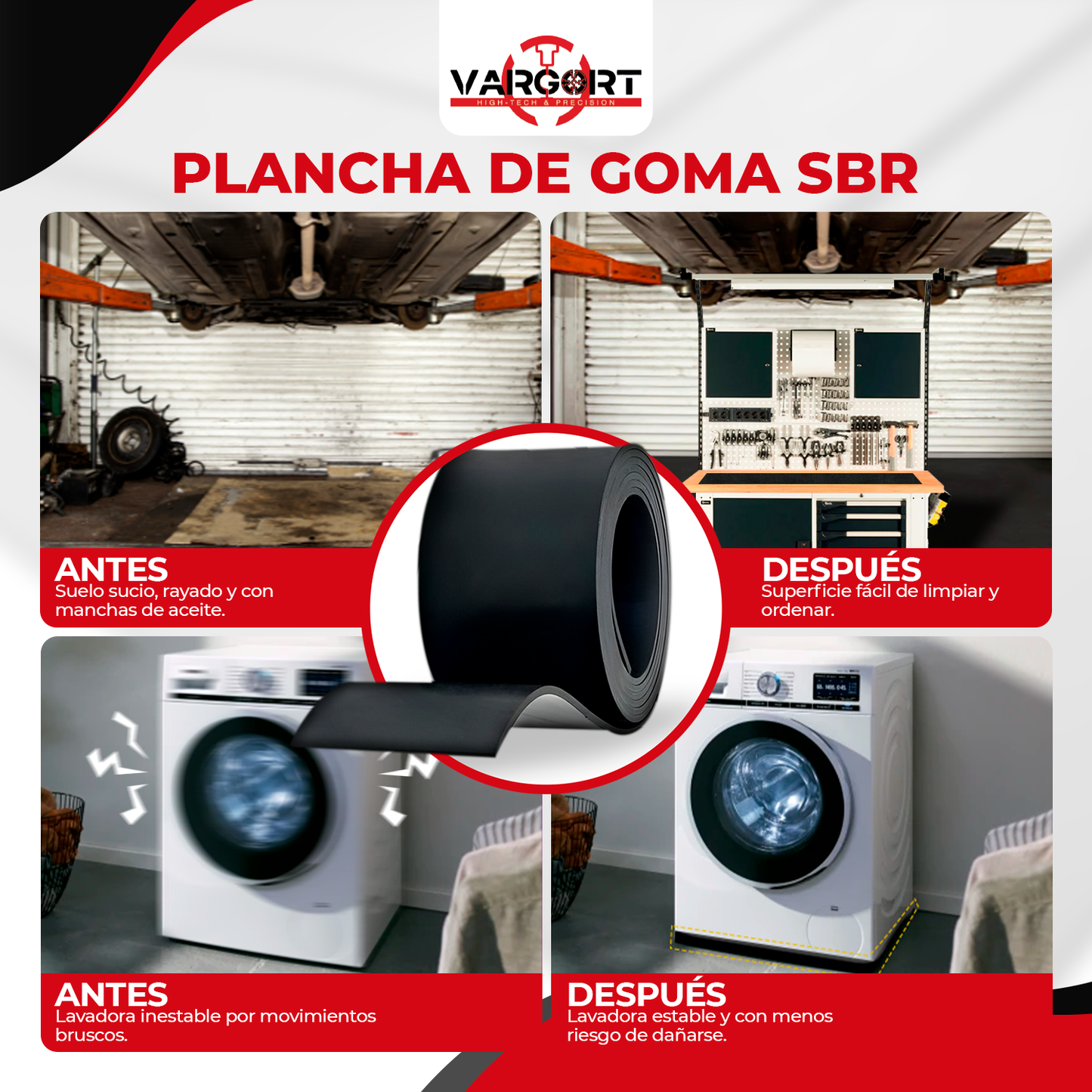 Plancha de Goma SBR | Lámina Antideslizante y Resistente a aceites.