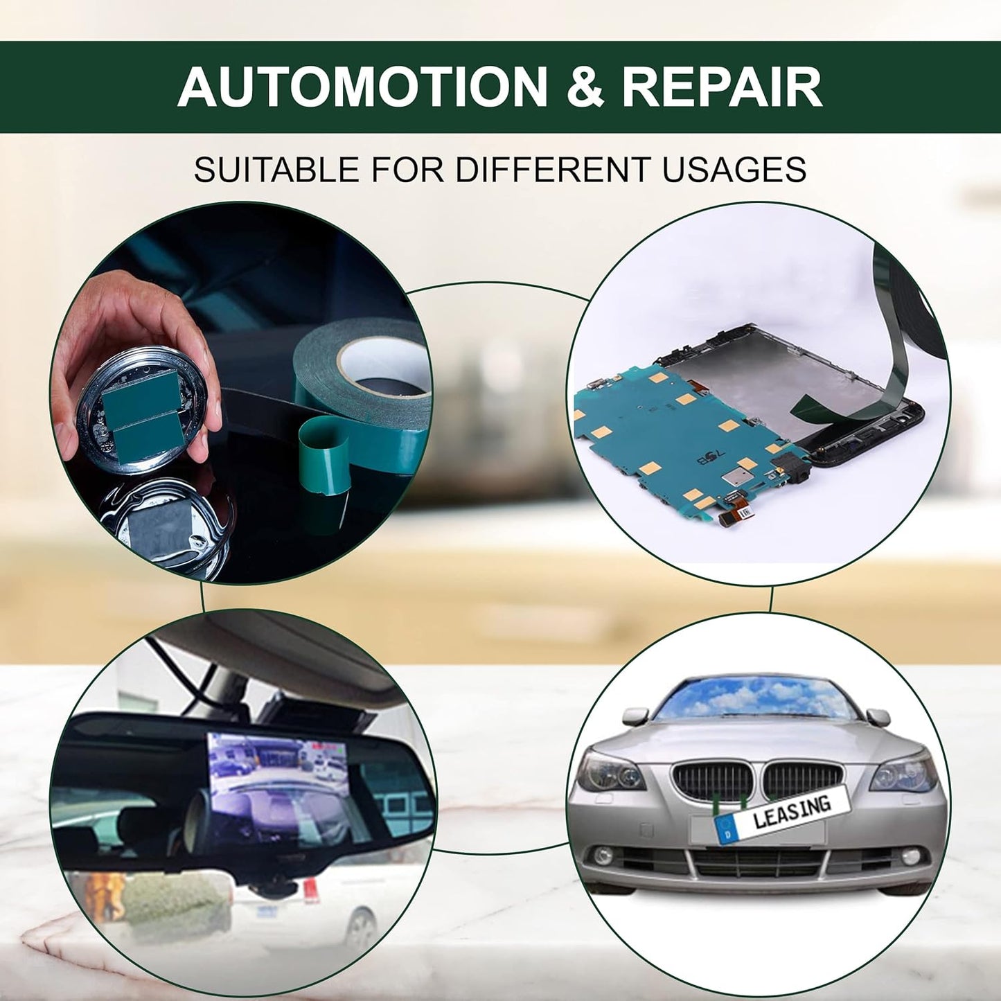 Cinta doble cara extrafuerte de Color Negro | Cinta de Doble Cara Extrafuerte de Fijación Instantánea en Múltiples Superficies cinta de Montaje Impermeable para automoción