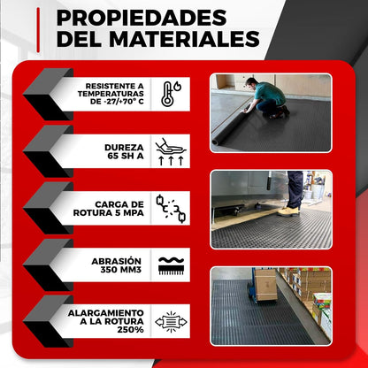 Suelo de caucho | Alfombra goma | Diseño cordoncillo suelo goma antideslizante.