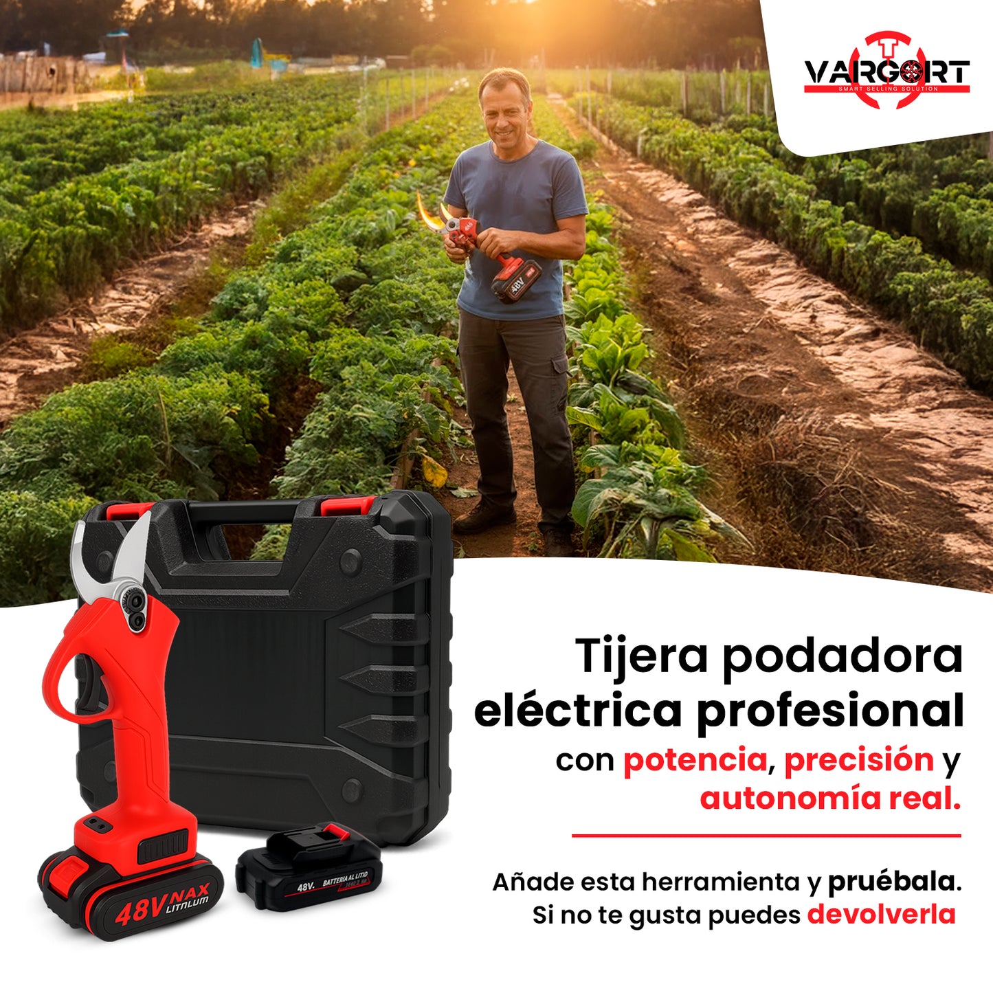 Tijera de Podar Eléctrica 48V Inalámbrica