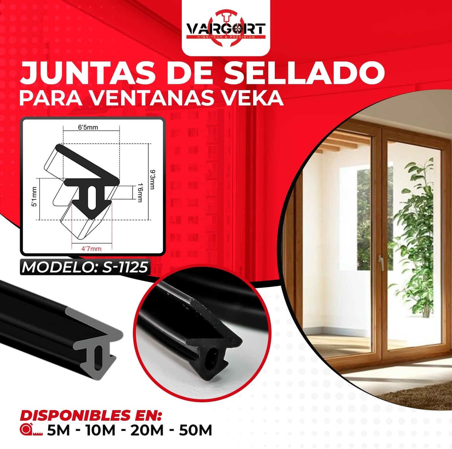 Junta goma aislante | Goma para ventanas | Burlete para Ventanas