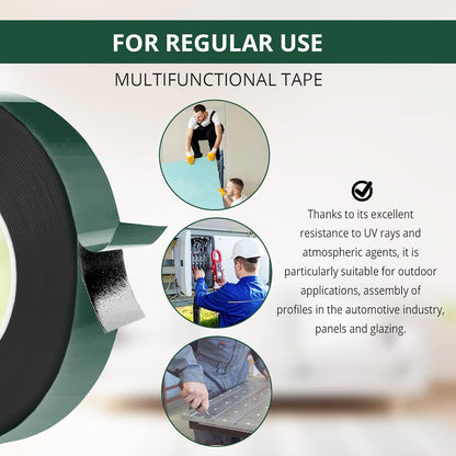 Cinta doble cara extrafuerte de Color Negro | Cinta de Doble Cara Extrafuerte de Fijación Instantánea en Múltiples Superficies cinta de Montaje Impermeable para automoción