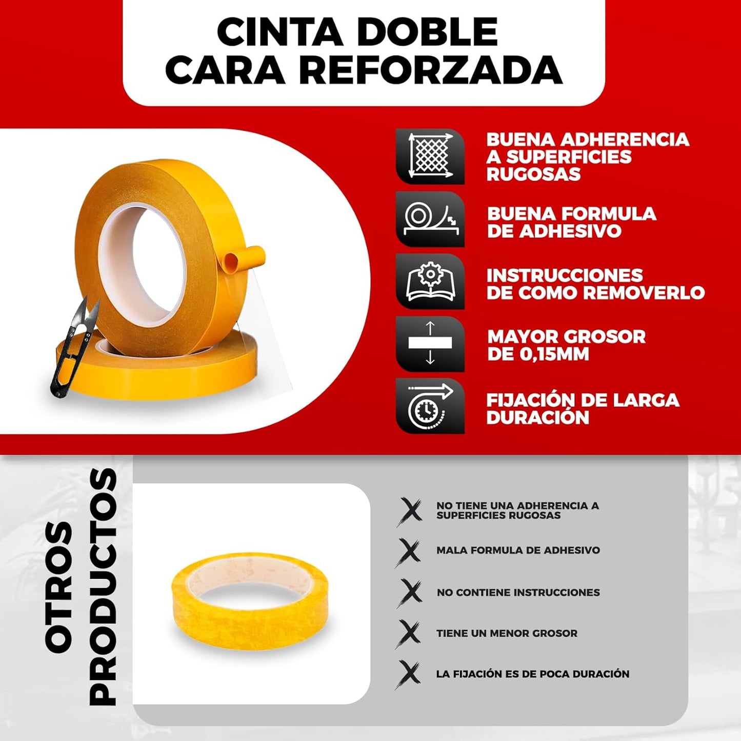 Celo doble cara | Cinta doble cara para pegar |  cinta doble cara manualidades | Alto poder adhesivo.