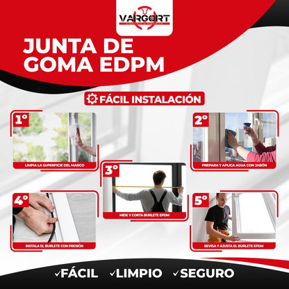 Junta goma aislante | Goma para ventanas | Burlete para Ventanas