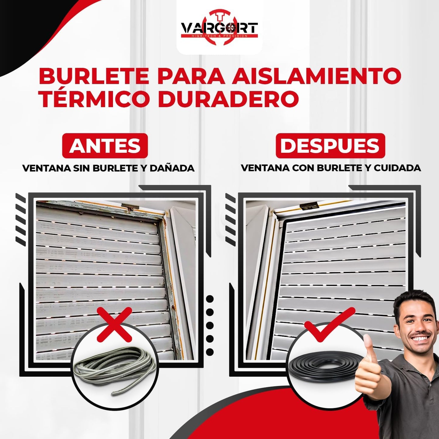 Junta goma aislante | Goma para ventanas | Burlete para Ventanas