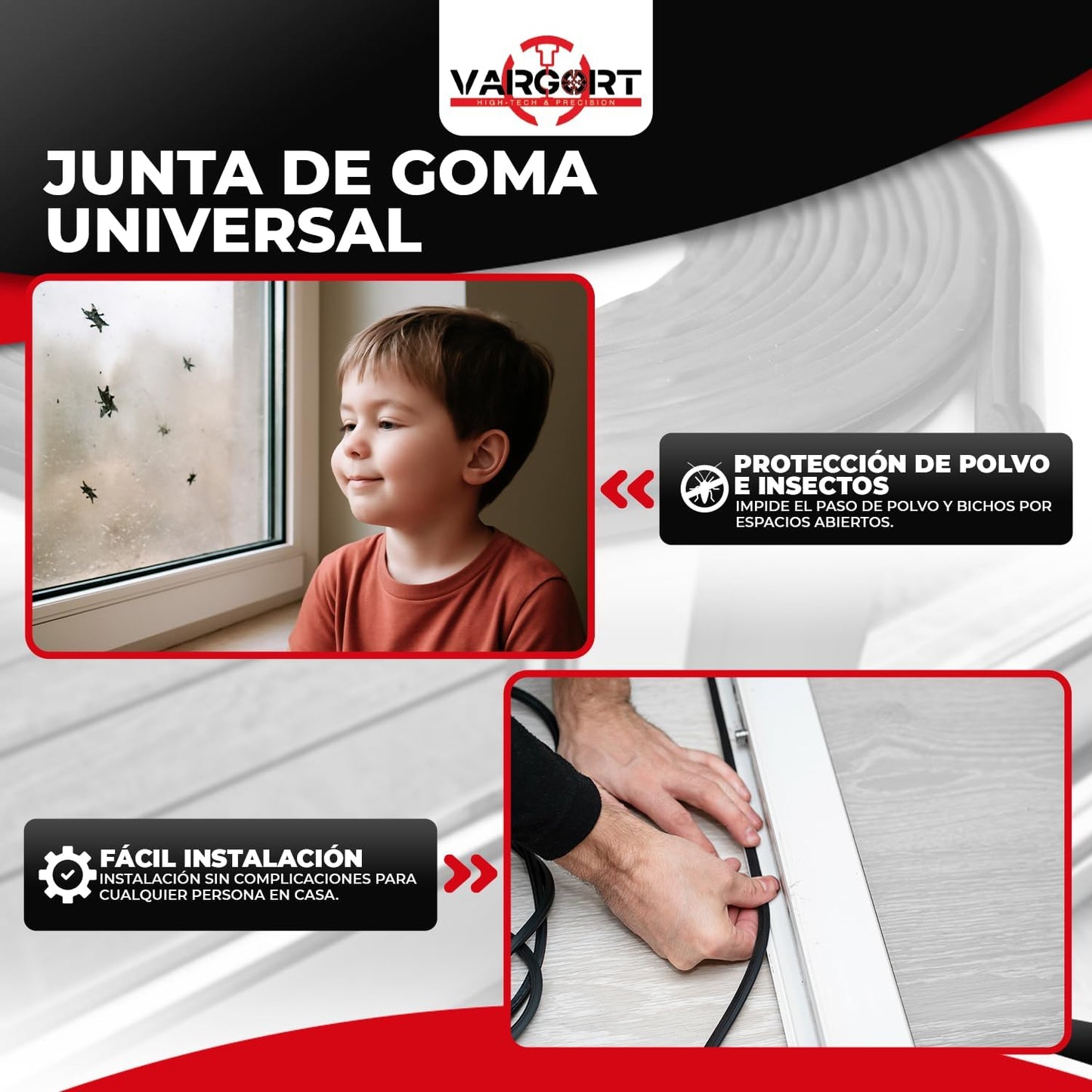 Junta goma aislante | Goma para ventanas | Burlete para Ventanas