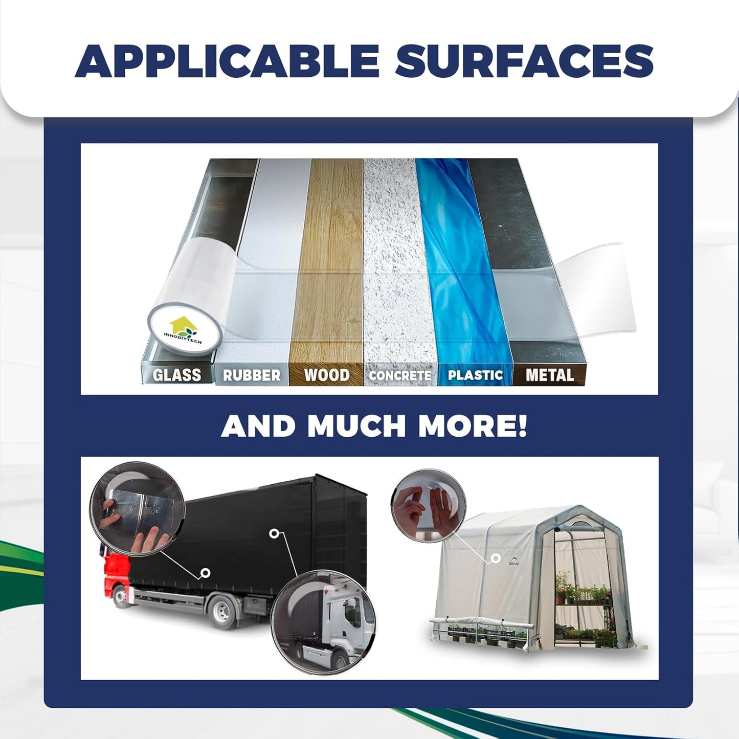Kit pinchazos piscina 10cm x 1.5m |Parches para piscinas con agua impermeable y resistente a fugas. Parches para piscina funciona en vinilo, lonas, plástico, grietas, zonas húmedas y zonas mojadas.