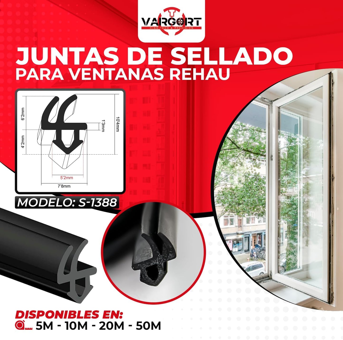 Junta goma aislante | Goma para ventanas | Burlete para Ventanas