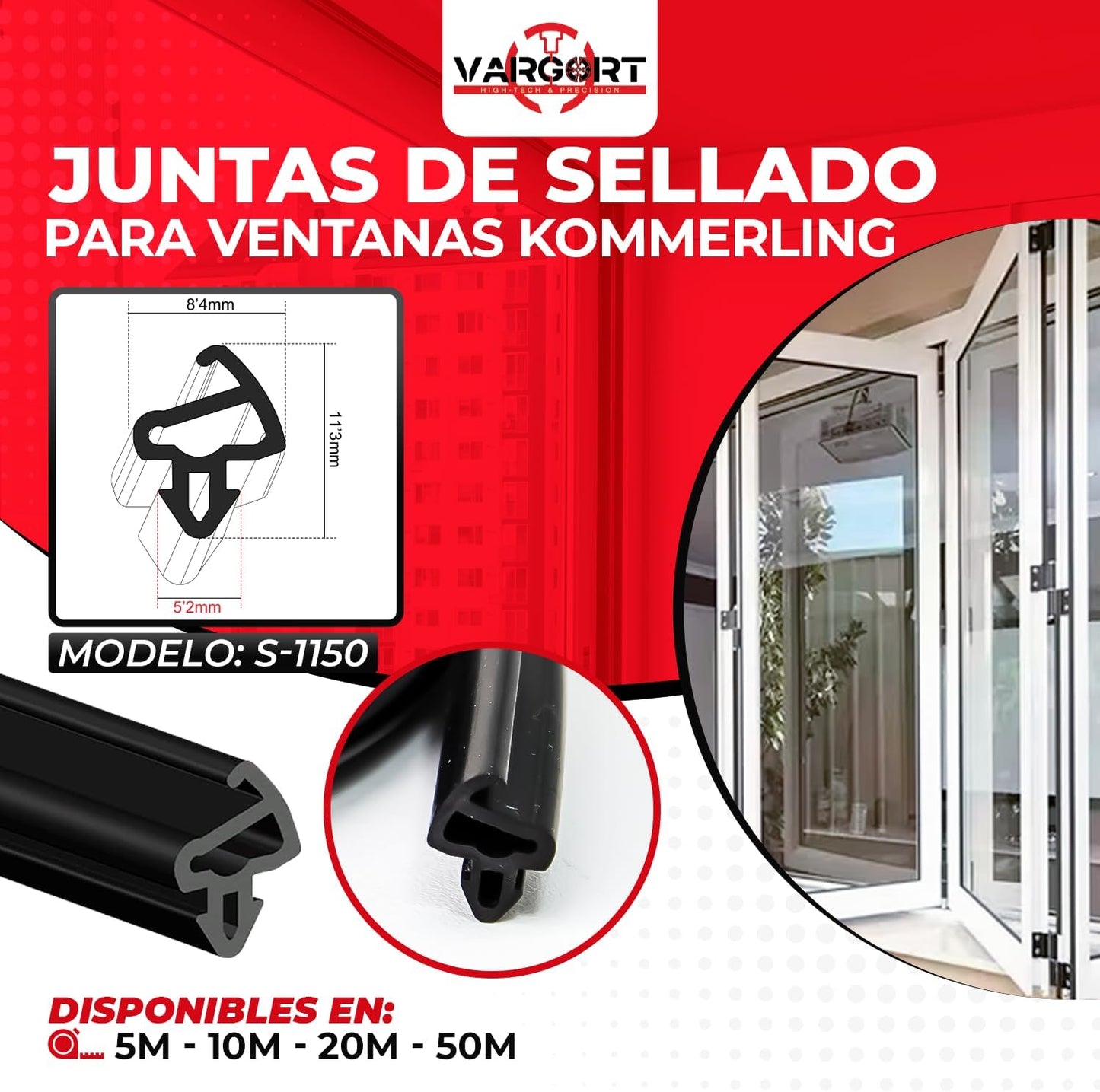 Junta goma aislante | Goma para ventanas | Burlete para Ventanas