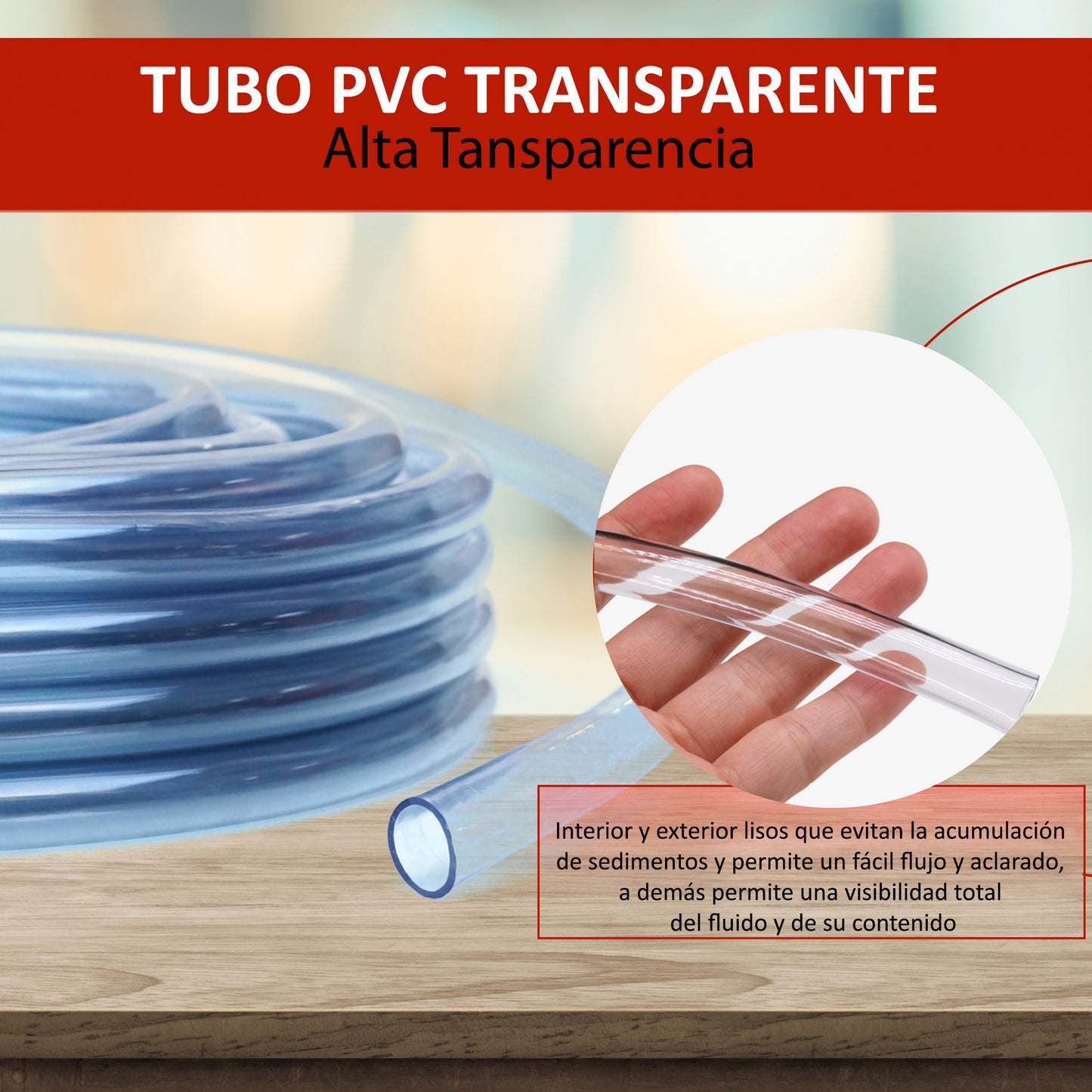Tubo transparente flexible PVC | Riego por goteo y proyectos DIY - Alimenticio seguro, flexible y fácil de instalar.