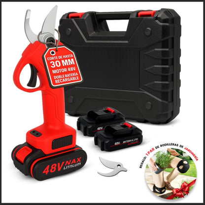 Tijera Eléctrica Podadora Inalámbrica 48V con 2 Baterías Recargables